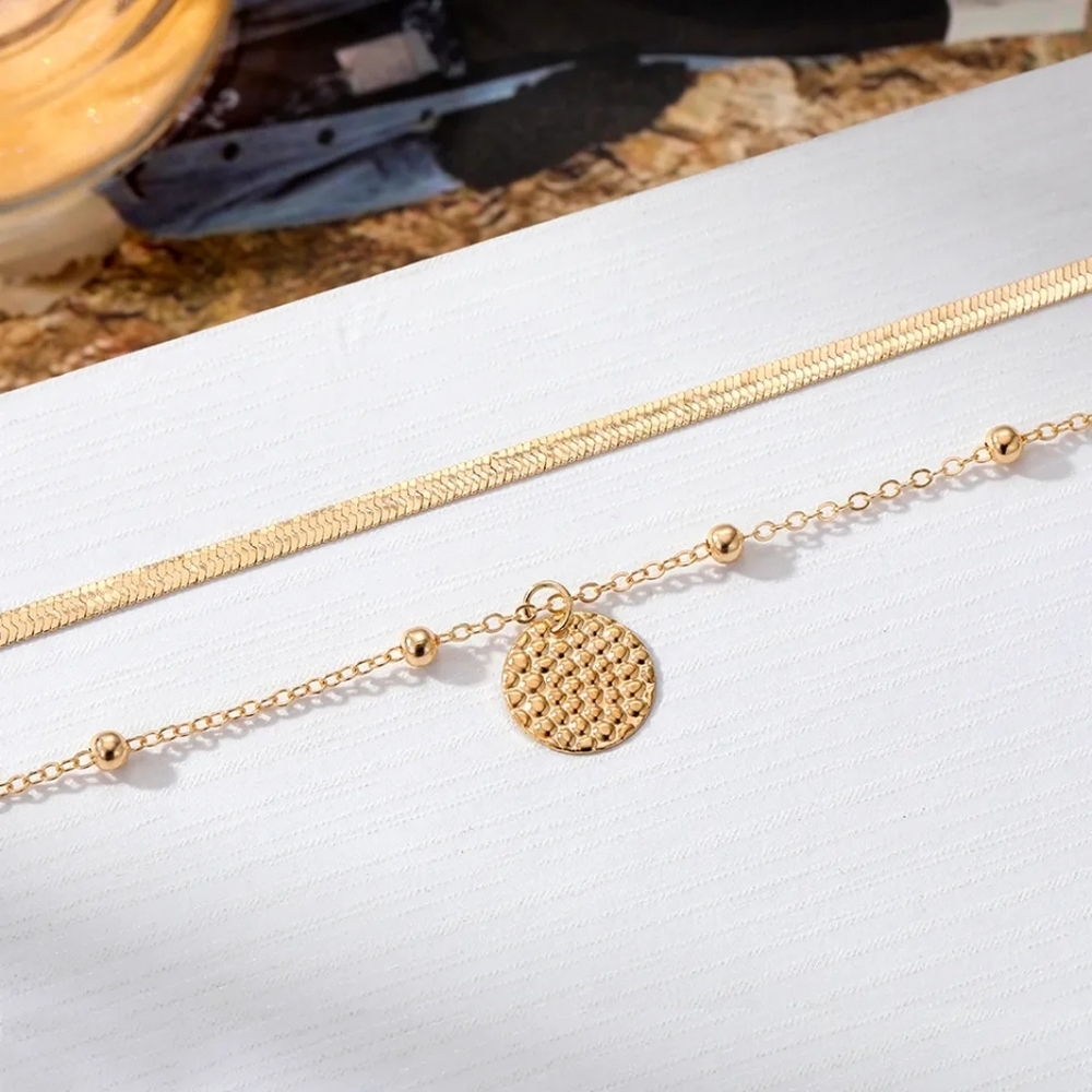 NEW GOLD  MULTILAYER ✨️ CLAVICLE CHAIN CHOKER COIN NECKLACE - Picture 4 of 8